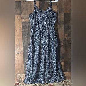 Women’s Sz M GAP Blue and White Wide Leg Romper